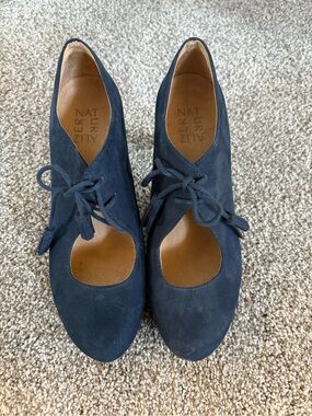 Naturalizer Navy Suede Lace-Up Heels